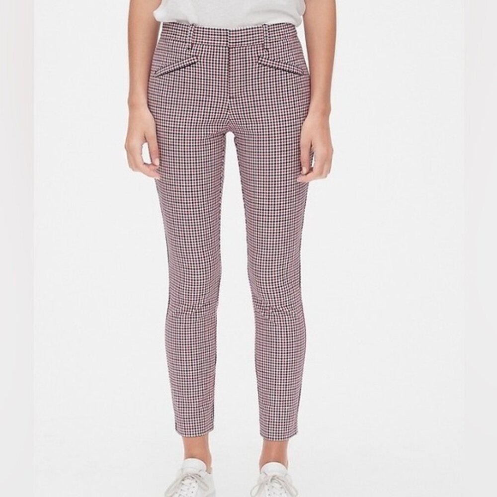 Gap Signature Skinny Ankle Pants Plaid size 4 Red White Blue